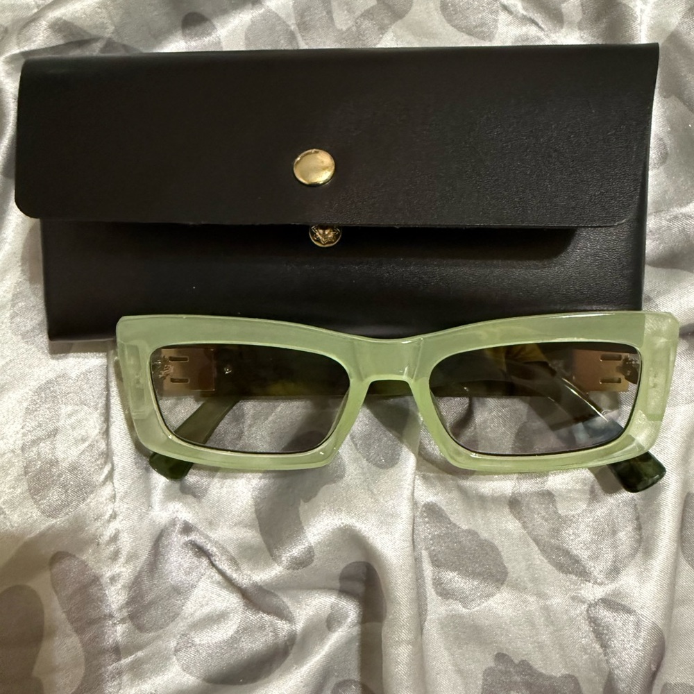 Green Sunglasses with Black Case